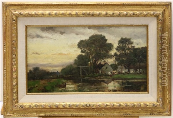 Broeksloot Bij Voorburg Oil Painting - Julius Jacobus Van De Sande Bakhuyzen