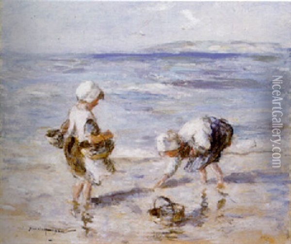 Gathering Cockles Oil Painting - Robert Gemmell Hutchison