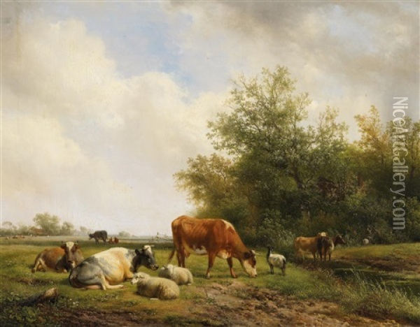 Hollandische Weidelandschaft Oil Painting - Hendrik van de Sande Bakhuyzen