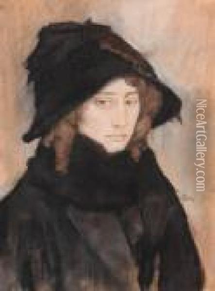 Portrait Of An Overtoom, Wife Of The Artist Oil Painting - Leo Gestel