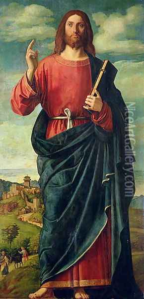 Christ Blessing, c.1500 Oil Painting - Giovanni Battista Cima da Conegliano