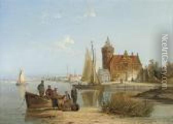 The House De Vraag. On The Amstel, Amsterdam Oil Painting - William Raymond Dommersen