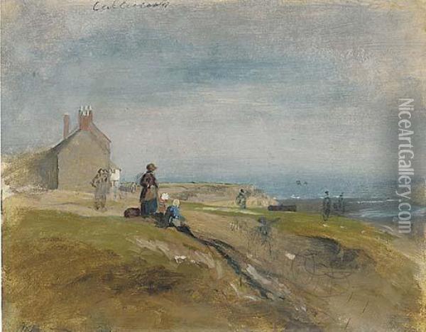 At Cullercoats, Northumberland Oil Painting - William Dixon