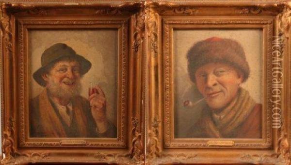 Portrait De Fumeur Et Portrait De Buveur Oil Painting - Louis Noirot