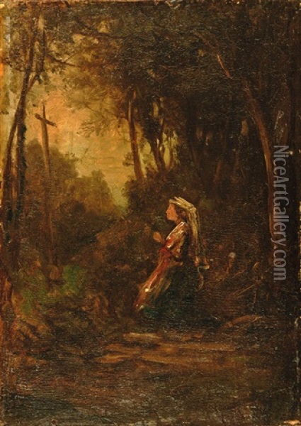 Jeune Fille Italienne (betende) Oil Painting - Barthelemy Menn