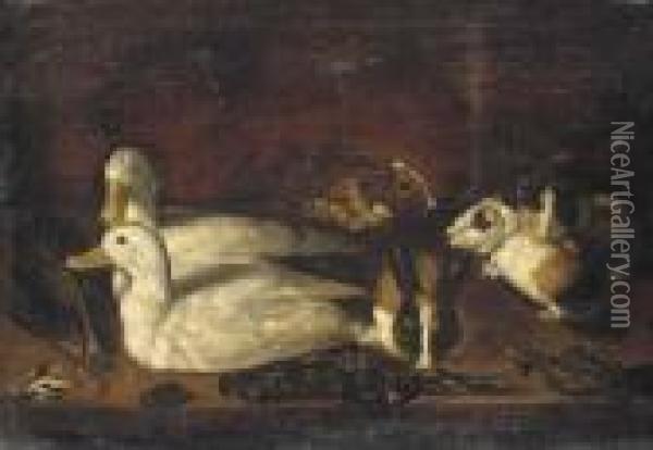 Canards Oil Painting - Ferdinand Phillip de Hamilton
