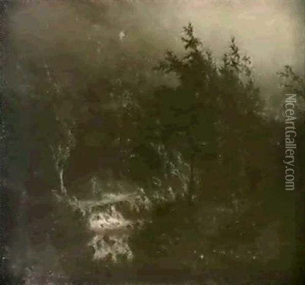 Sturmwolken Uber Waldlandschaft Oil Painting - Alexandre Calame