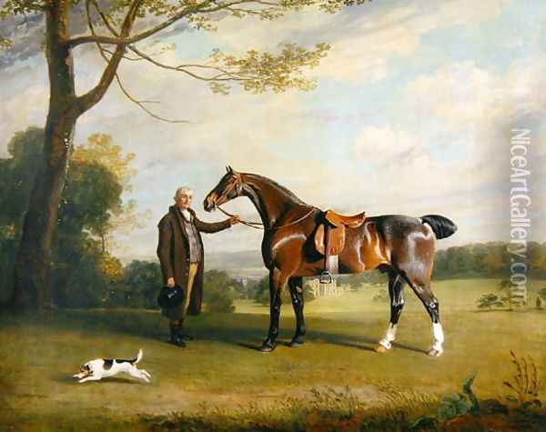 The Earl of Shrewsbury's Groom Holding a Hunter, c.1800 Oil Painting - Henry Bernard Chalon