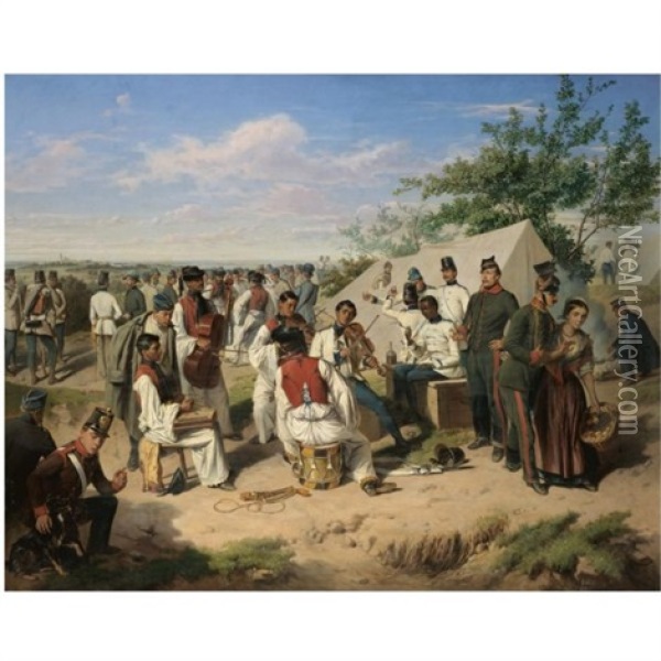Szene Aus Dem Italienischen Feldzuge Oil Painting - Wilhelm M. Richter