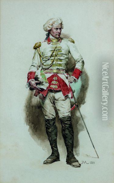 Militaire En Pied Oil Painting - Jean-Louis-Ernest Meissonier