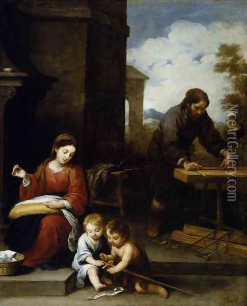 Holy Family with the Infant St John 1655-60 Oil Painting - Bartolome Esteban Murillo
