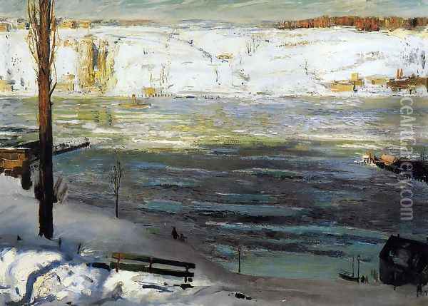 Floating Ice Oil Painting - George Wesley Bellows