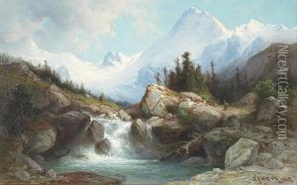 The Berniner Pass; Top Of The Berniner Pass (a Pair) Oil Painting - Karl Friedrich Ch. Welsch