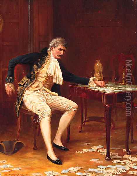 The Frustrated Gambler Oil Painting - Margaret Murray Cookesley