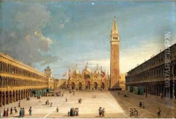 Venice, A View Of The Piazza Di San Marco Oil Painting - Vincenzo Chilone