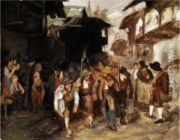 Das Letzte Aufgebot Oil Painting - Franz Von Defregger