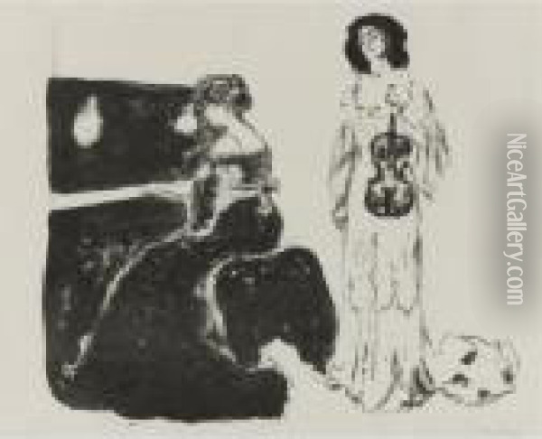 Violin Concert Oil Painting - Edvard Munch