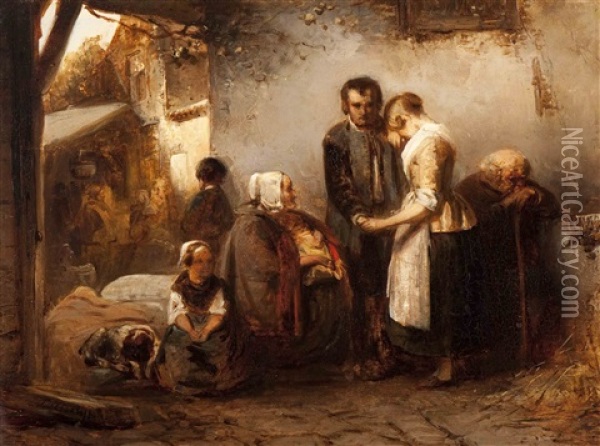 The Comforting Oil Painting - Petrus Marius Molyn