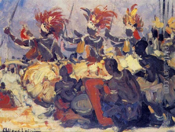 Danse Des Guerriers Oil Painting - Fernand Allard L'Olivier