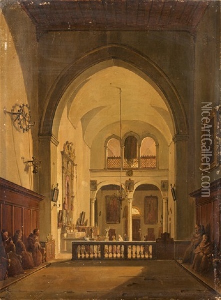 Vue De L'interieur De La Cathedrale De Palerme Oil Painting - Frans Vervloet