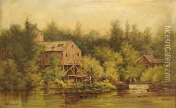 Stream With Mill Oil Painting - Thomas Campbell
