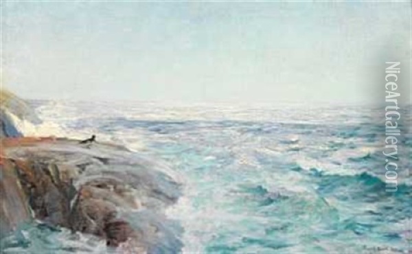 Sommerdag Ved Havet Oil Painting - Frederik Kolstoe