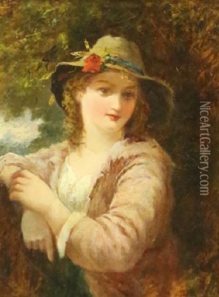 Country Girl Oil Painting - George Elgar Hicks