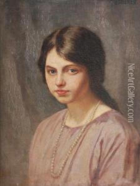 Portrait Of A Young Girl Oil Painting - Thomas Bond, Tom Walker