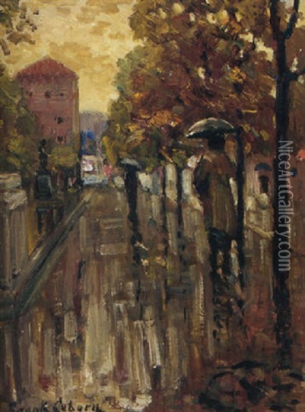 A Rainy Day, Los Angeles Oil Painting - Frank Coburn