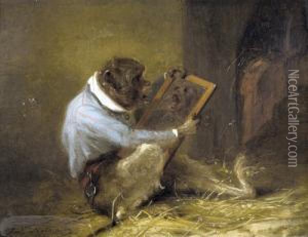 Der Eitle Affe. Oil Painting - Zacharias Noterman