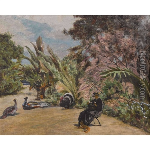 Sitzende Dame In Sudlichem Park Oil Painting - Ernst Stueckelberg