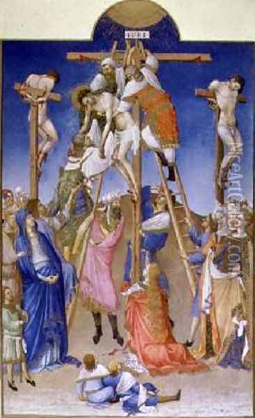 The Deposition from the Cross from Tres Riches Heures du Duc de Berry Oil Painting - Pol de Limbourg