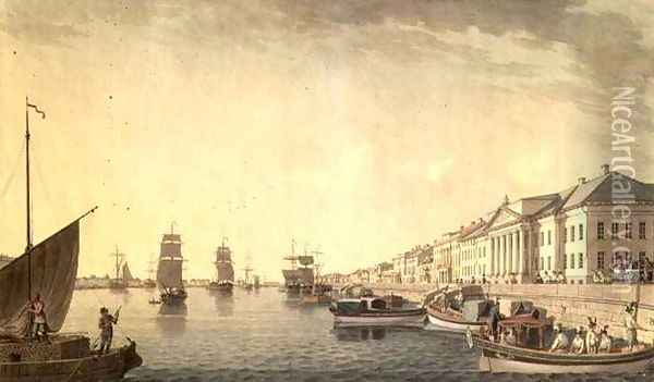 The English Embankment by the Senate, 1801 Oil Painting - Benjamin Patersson