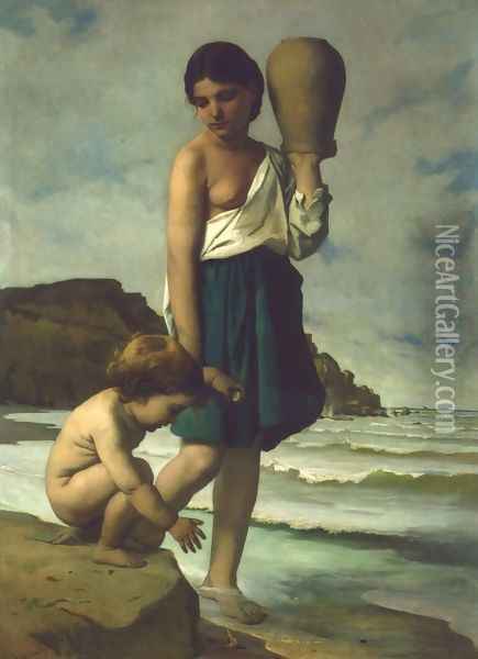 Kinder am Strande Oil Painting - Anselm Friedrich Feuerbach