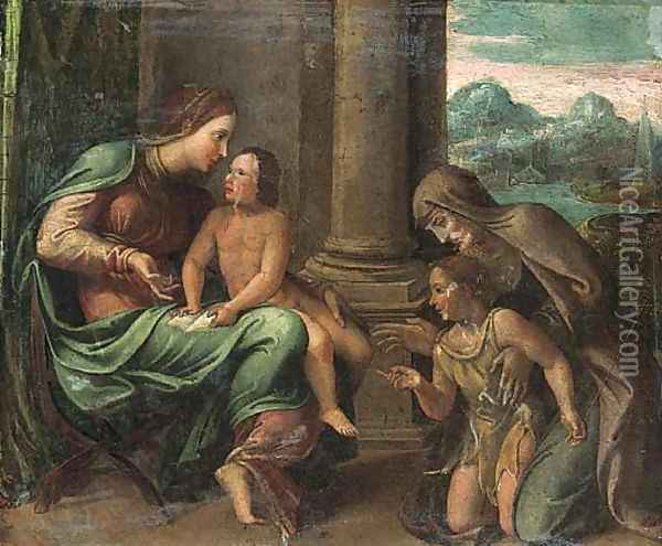 The Virgin and Child with the Infant Saint John the Baptist and Saint Anne Oil Painting - Flemish School