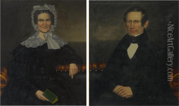 Portraits Of Enos And Sarah Ann Dickinson Adams Oil Painting - Erastus Salisbury Field