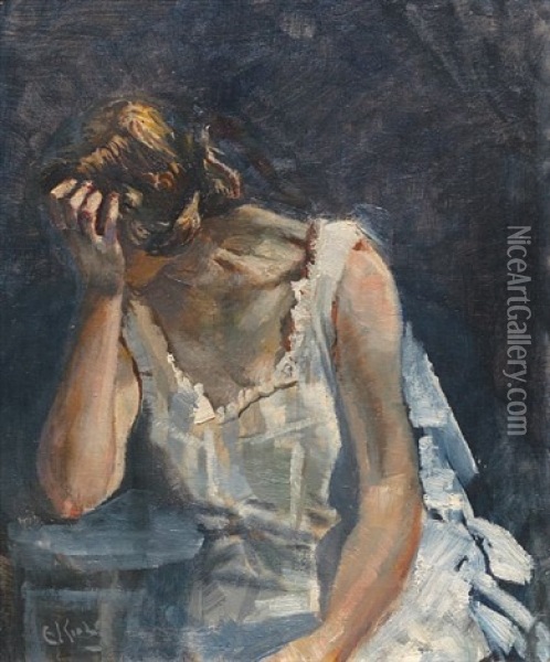 Ung Kvinne Oil Painting - Christian Krohg