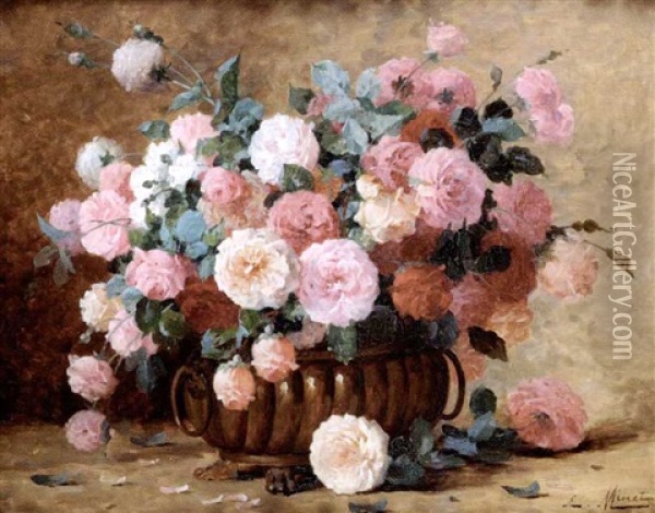Roses Dans Une Vasque Oil Painting - Emile-Louis Minet