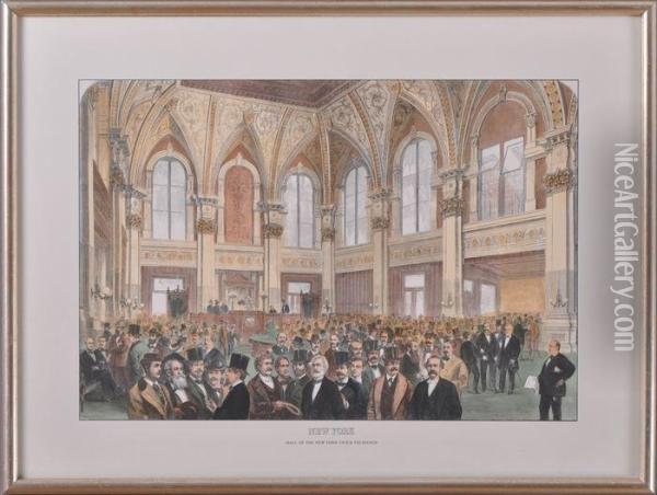 Hall Of The New York Stock Exchange Oil Painting - Albert Berghaus