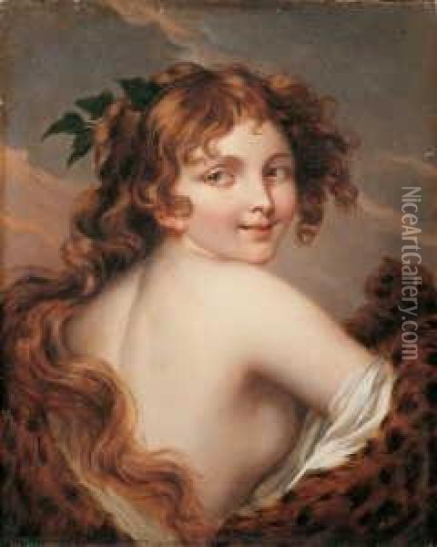 Jugendliche Bacchantin. Oil Painting - Jean Baptiste Greuze