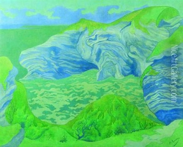 Les Falaises Bleues Oil Painting - Paul Elie Ranson