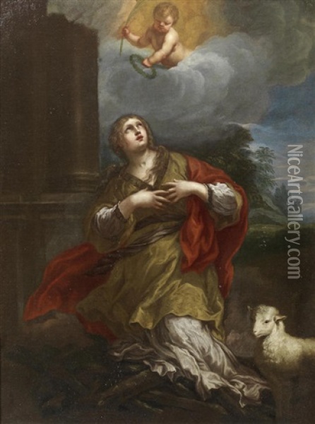 Saint Agnes Oil Painting - Pietro da Cortona