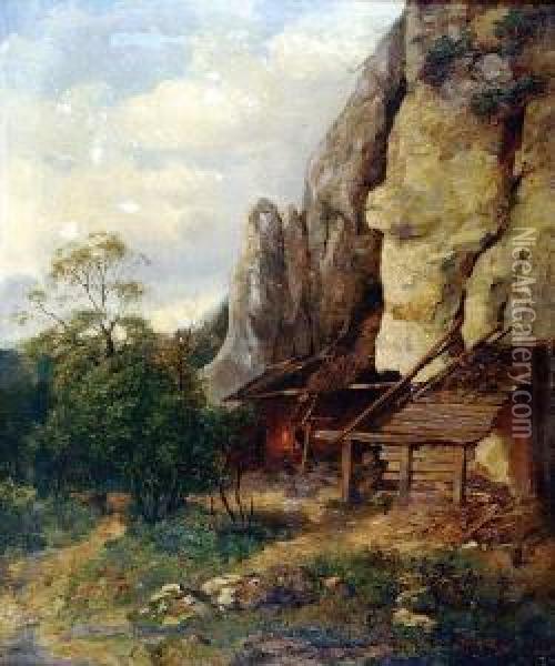 Kuznia W Ojcowie Oil Painting - Franciszek Wastkowski