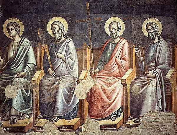 Apostles, detail from the Last Judgement, c.1295 Oil Painting - Pietro Cavallini