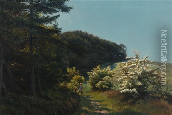 A Danish Landscape Oil Painting - Otto Petersen Balle