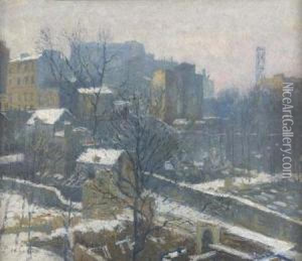 Winter, Paris Oil Painting - Paul De Castro