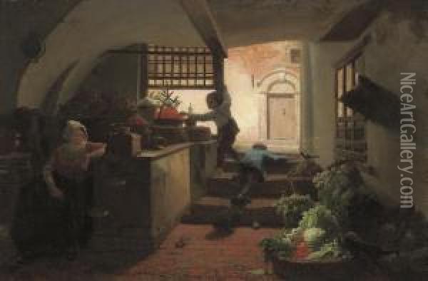 Little Thieves Oil Painting - Henri van Seben