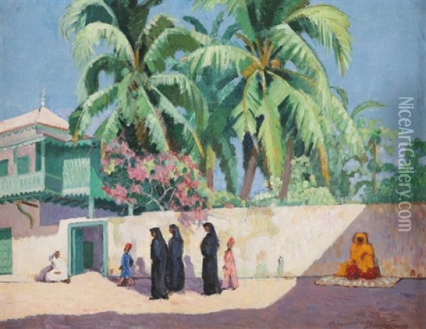 Scene De Rue Orientaliste Oil Painting - Raymond Virac