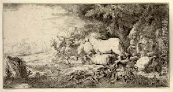 Noah And The Animals Entering The Ark Oil Painting - Giovanni Benedetto Castiglione