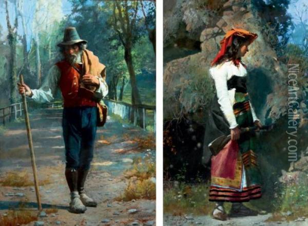 Couple De Brigands Du Sud De L'italie Oil Painting - Jose Tapiro Y Baro